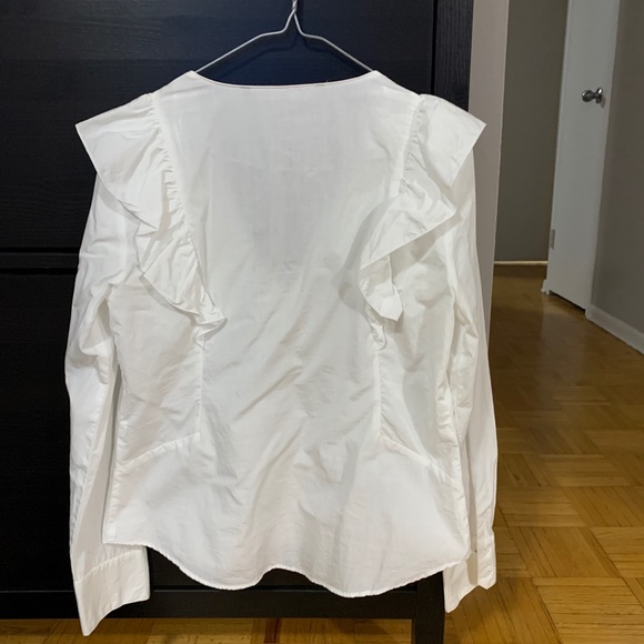 SALE!! Zara V neck frilled ruffle poplin top - Picture 4 of 6